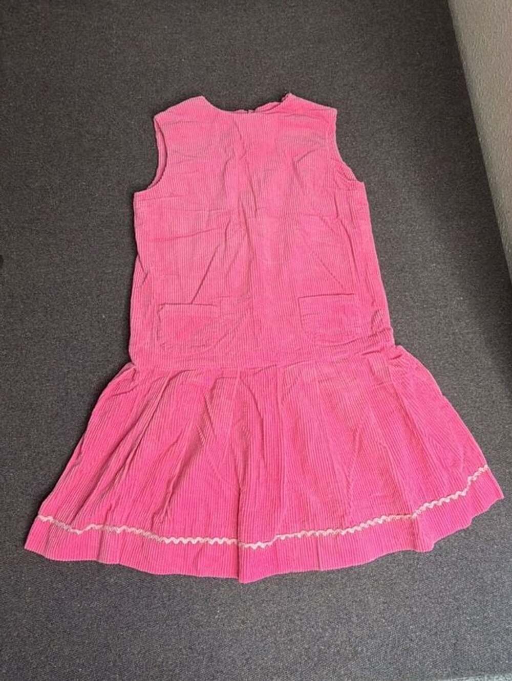 Vintage Pink Corduroy Drop Waist Dress Sleeveless